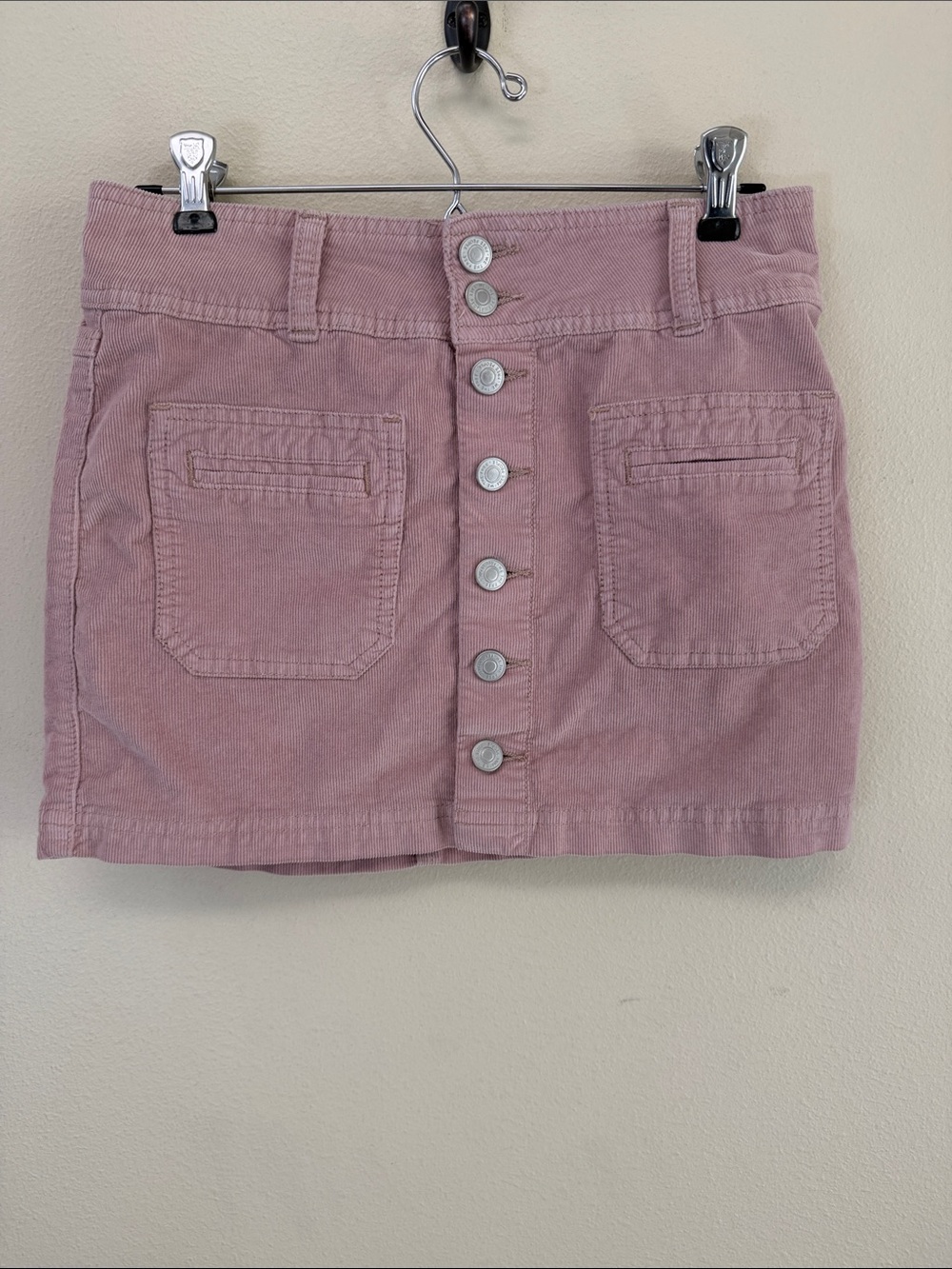 We The Free Dusty Pink Corduroy Button-Front Mini Skirt Sz26